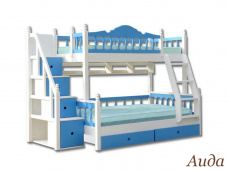Красивая детская двухъярусная кровать с лестницей комодом «Аида»