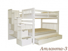 Компактная трехъярусная кровать из массива для детей и подростков «Атланта-3»