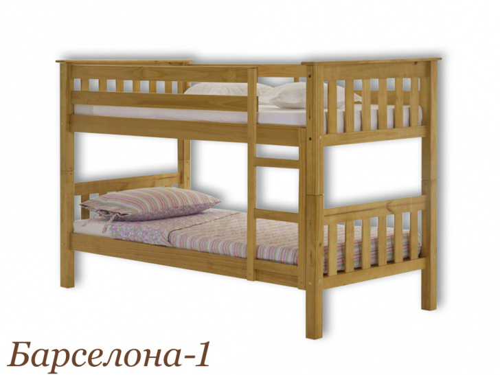 Крепкая деревянная двухъярусная кровать для двух школьников «Барселона-1»