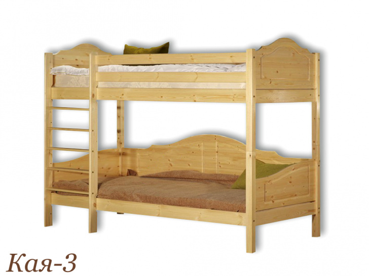 Оригинальная детская двухуровневая кровать с тремя спинками на нижнем ярусе «Кая-3»