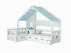 Стильная угловая кровать-домик для двоих детей «Kids-1»