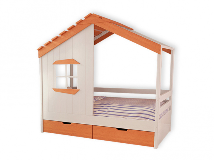 Деревянная детская кровать домик с окном «Kids-24»