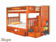 Практичная двухъярусная кровать со ступеньками, полками и ящиками «Марк»