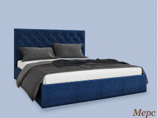 Синяя кровать с модным мягким изголовьем «Мерс»