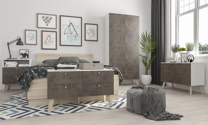 Модный скандинавский комплект мебели в спальню «Нарвик-12»