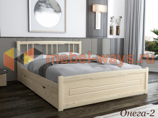 Деревянная двуспальная кровать с ящиками для белья «Онега-2»