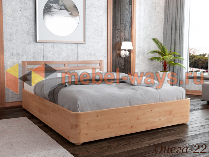 Стильная кровать из дерева без спинки в ногах «Онега-22»