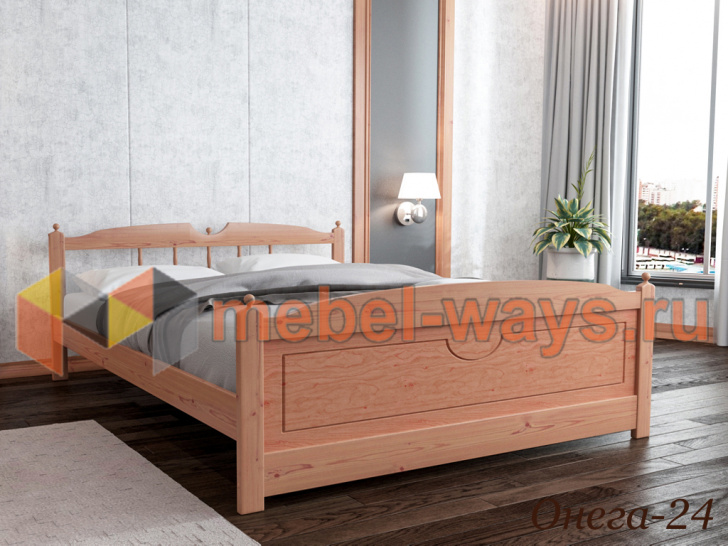 Красивая удобная кровать из дерева для спальни «Онега-24»