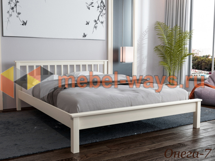 Деревянная кровать с низкой спинкой изголовья «Онега-7»