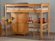 Детская кровать-чердак со шкафом и столом «Полесье-5»
