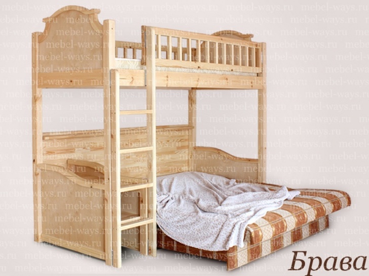 Двухъярусная кровать с диваном внизу для родителей «Брава»