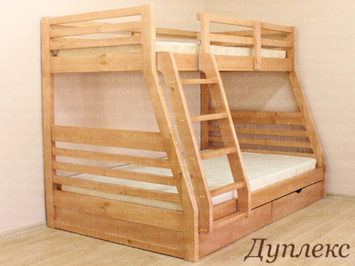 Кровать двухъярусная с широким нижним спальным местом «Дуплекс»