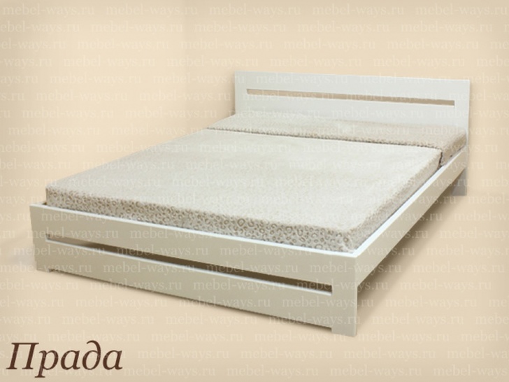 Белая деревянная двуспальная кровать «Прада»