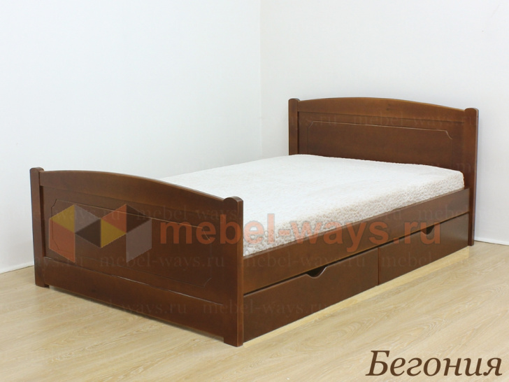 Двуспальная кровать из дерева с ящиками «Бегония»