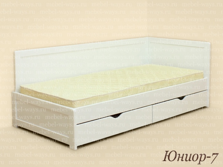 Белая кровать с ящиками «Юниор-7»