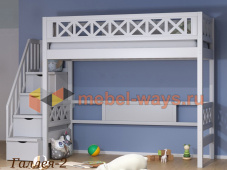 Кровать-чердак с высоким бортиком и лесенкой с ящиками на направляющих «Галлея – 2»