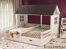 Кровать-домик для двух детей двойняшек «Близнецы»