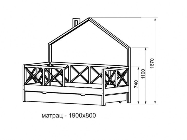 Кровать-домик с ящиками «ДК-02» размеры