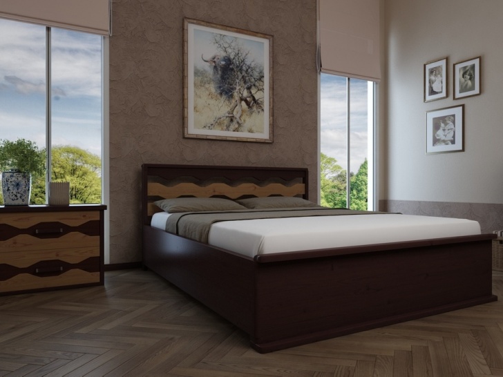 Кровать с деревянным изголовьем «Августина-14»