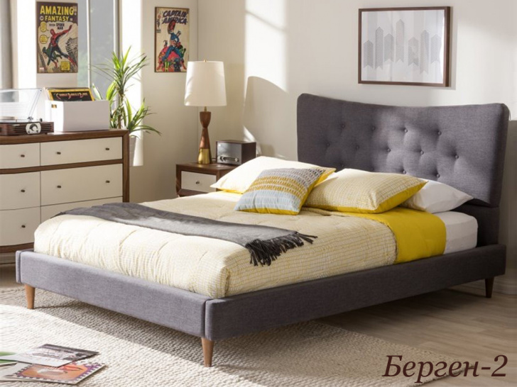 Кровать с мягким изголовьем в скандинавском стиле «Берген-2»