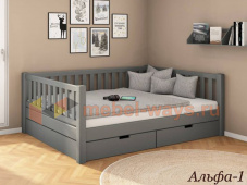 Кровать с тремя спинками из массива от производителя «Альфа-1»
