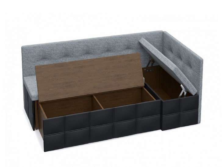 Кухонный мягкий диван с двумя ящиками в открытом виде