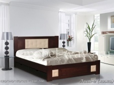 «Лион-2» кровать с кожаными вставками