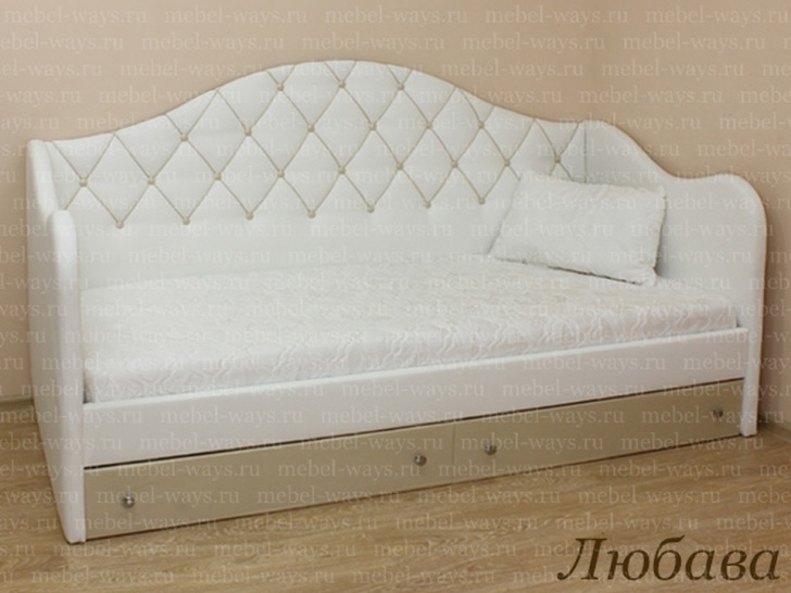 Односпальная кровать кушетка с мягким изголовьем «Любава»