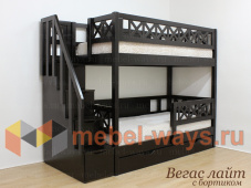 Недорогая красивая двухъярусная кровать для детей с бортиками «Вегас Лайт»