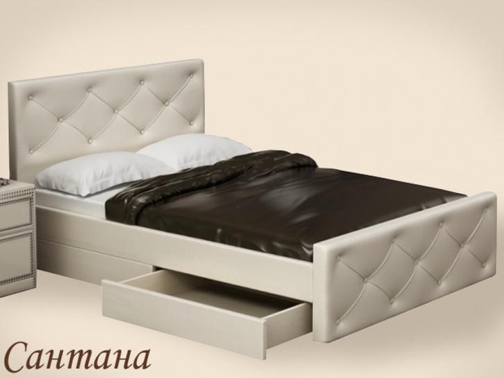 Белая кровать с ящиками для хранения «Сантана»