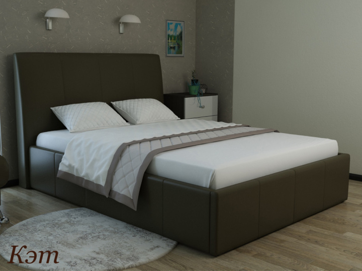 Стильная кровать с мягким изголовьем из эко кожи «Кэт»