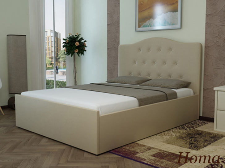 Удобная мягкая кровать с фигурной спинкой «Нота»